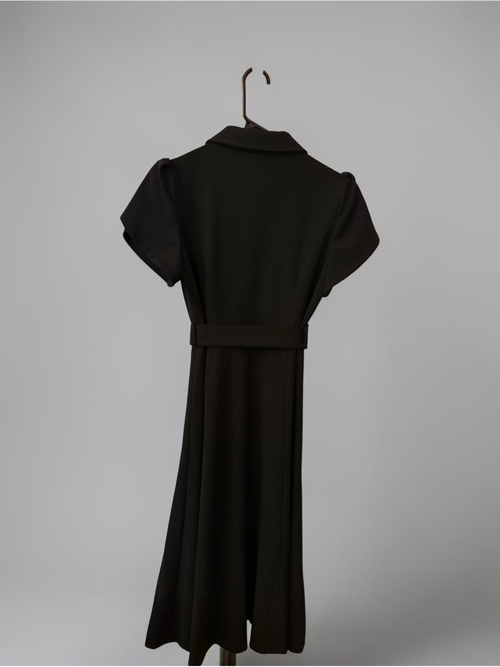 Calvin Klein Black Collared Button-Front Midi Dress with Belt - Picture 4 of 7